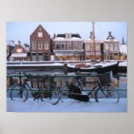 Snow Bicycles in Holland Photo Poster Art posters