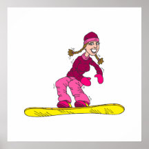 Snow Board Girl Posters