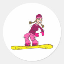 Snow Board Girl Stickers