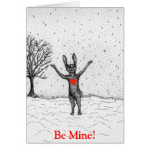 Snow Bunny Valentine's Day Card (Be Mine)