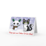 Snow Cat Christmas (design your own cartoon cat!) cards