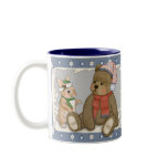 Snow Christmas Teddy and Bunny mugs