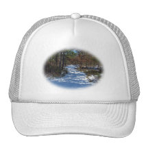 Snow Covered Woodland Path in Winter Mesh Hats