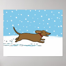 Snow Dachshund - Happy Winter Wiener Dog Posters