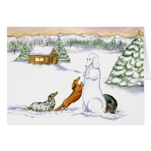 Snow Dachshund Holiday Card