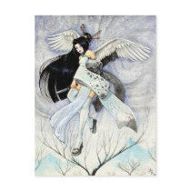 Snow & Feathers Geisha Art Postcard