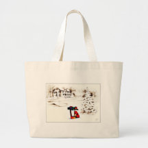 snow fell on house and the christmas tree bag