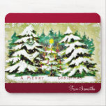 snow fell on house and the christmas tree mousepads