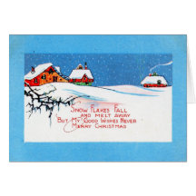 Snow Flakes Christmas 1920 Vintage Card