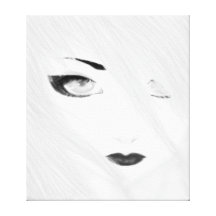 Snow Geisha Black and White Canvas Prints