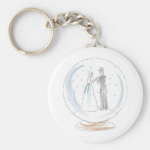 Snow Globe Wedding Couple Key Chains