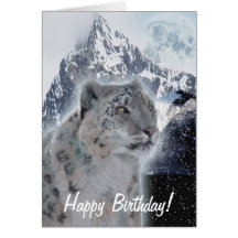 Snow Leopard Endangered Species Birthday Card
