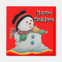 Snow Man, Happy Holidays  magnet