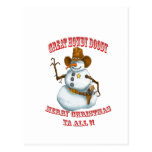 snow man western cowboy sherriff post card