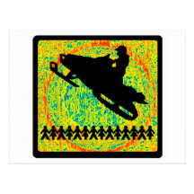 SNOW MOBILE POWERED POSTCARD