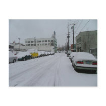Snow on SW 21 Ave Portland Postcards
