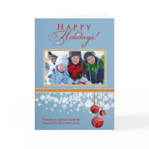 Snow Ornaments Family Holiday Card (blue)