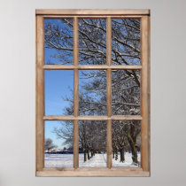 Snow Scene View from a Window Poster
