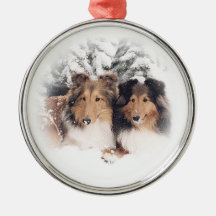 Snow Shelties Christmas Ornaments