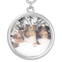 Snow Shelties Personalized Necklace