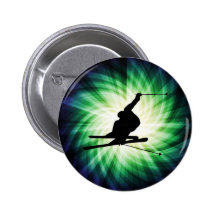 Snow Ski Gift Pinback Buttons