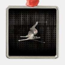 Snow Skiing; Cool Black Christmas Ornaments