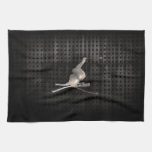 Snow Skiing; Cool Black Kitchen Towel