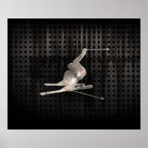 Snow Skiing; Cool Black Poster