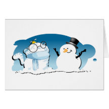 Snow Tiger and Snow Man Greeting Cards