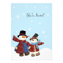 SNOW TIME SNOWMAN Winter Party Invitation