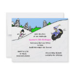Snow tubing invitation Girl with Red hair