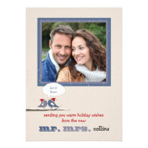 Snow Twosome Holiday Photo Card Custom Invitations