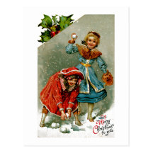 Snowball Fight Post Cards