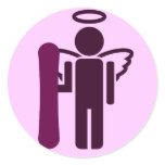 snowboard angel round sticker