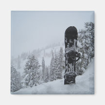 Snowboard In Snow Fridge Magnet