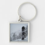 Snowboard In Snow Keychain