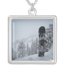 Snowboard In Snow Necklaces