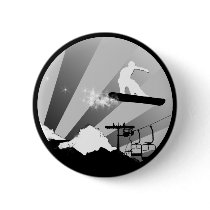 snowboard. powder trail. button