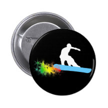 snowboard. rainbow. pinback buttons