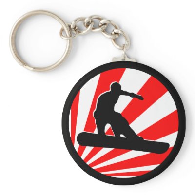 snowboard. red rays. key chain by asyrum