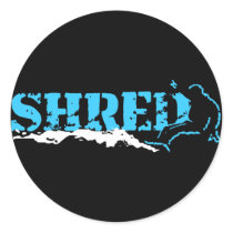 snowboard. shred. round stickers