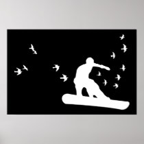 snowBOARD WITH BIRDS Posters