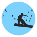 snowboard with birds. stickers