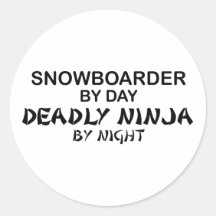 Snowboarder Deadly Ninja by Night Stickers