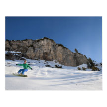 Snowboarder free riding post cards