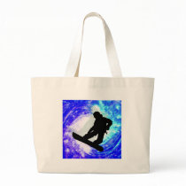 Snowboarder in Whiteout Tote Bags