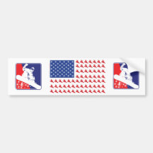 Snowboarder-Patriotic-Flag Bumper Stickers