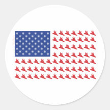 Snowboarder-Patriotic-Flag Round Stickers