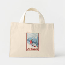 Snowboarder Scene - Oregon Tote Bags