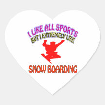 Snowboarding designs heart sticker